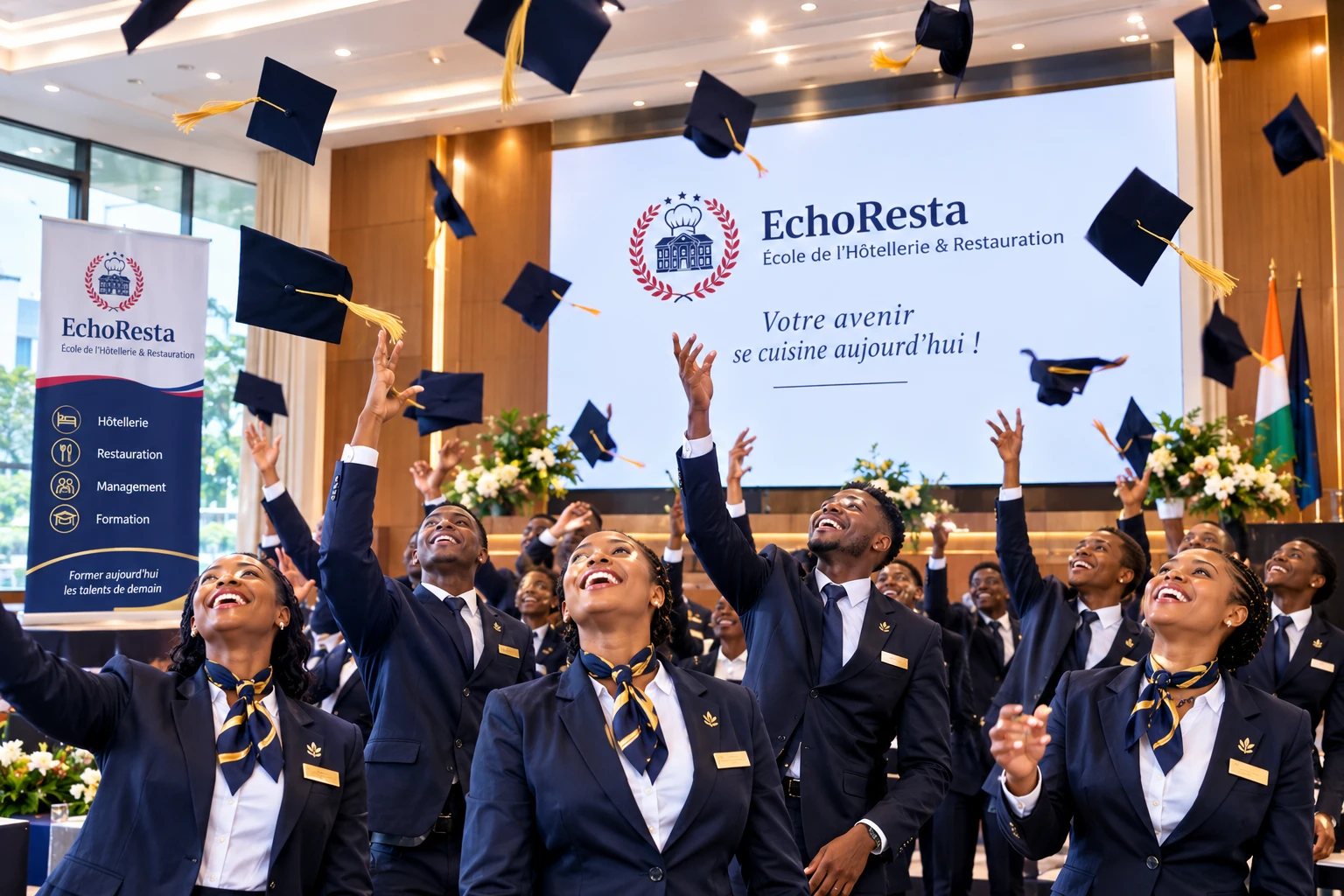 Graduation ceremony for trainees of the EchoResta hospitality school in Abidjan